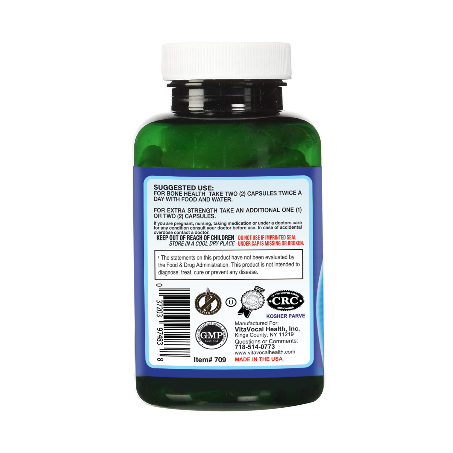 Bone & Joint Support | Vita Vocal Best Vitamins and Supplements - Suggested Use label